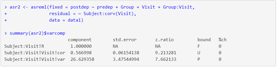 asreml mean square error r